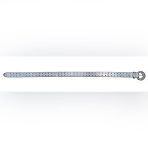 Metallic Silver Belt — Textured Finish & Rhinestone Buckle